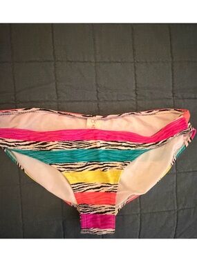 Colorful zebra Striped Bikini Bottoms - Pink, Teal, Yellow, Orange
